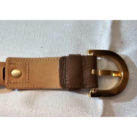 Vintage womens SZ M (36 inches) Talbot Leather Belt Western gold chain details - Picture 10 of 12